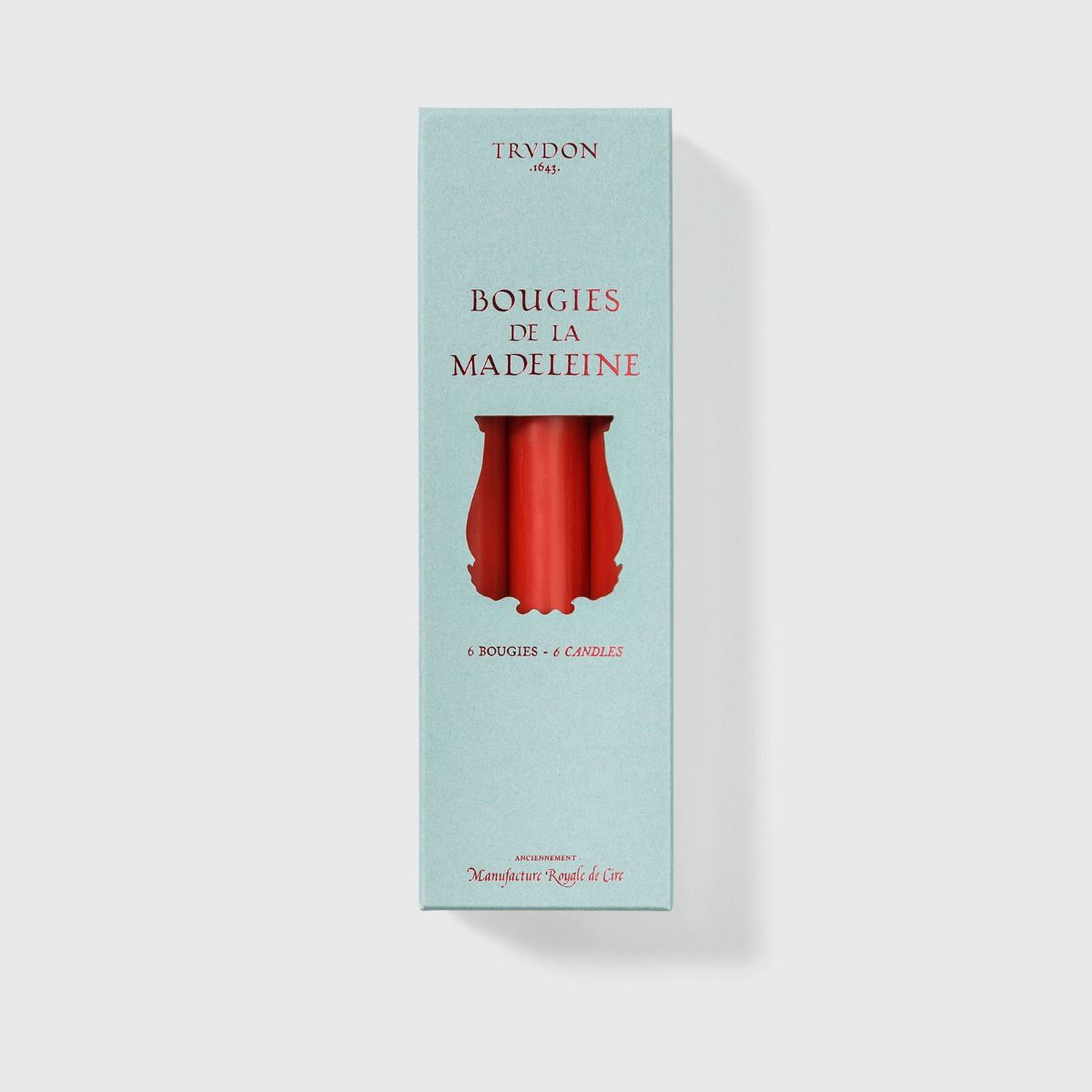 Trudon Bright Red Madeleine 6 Taper Candles