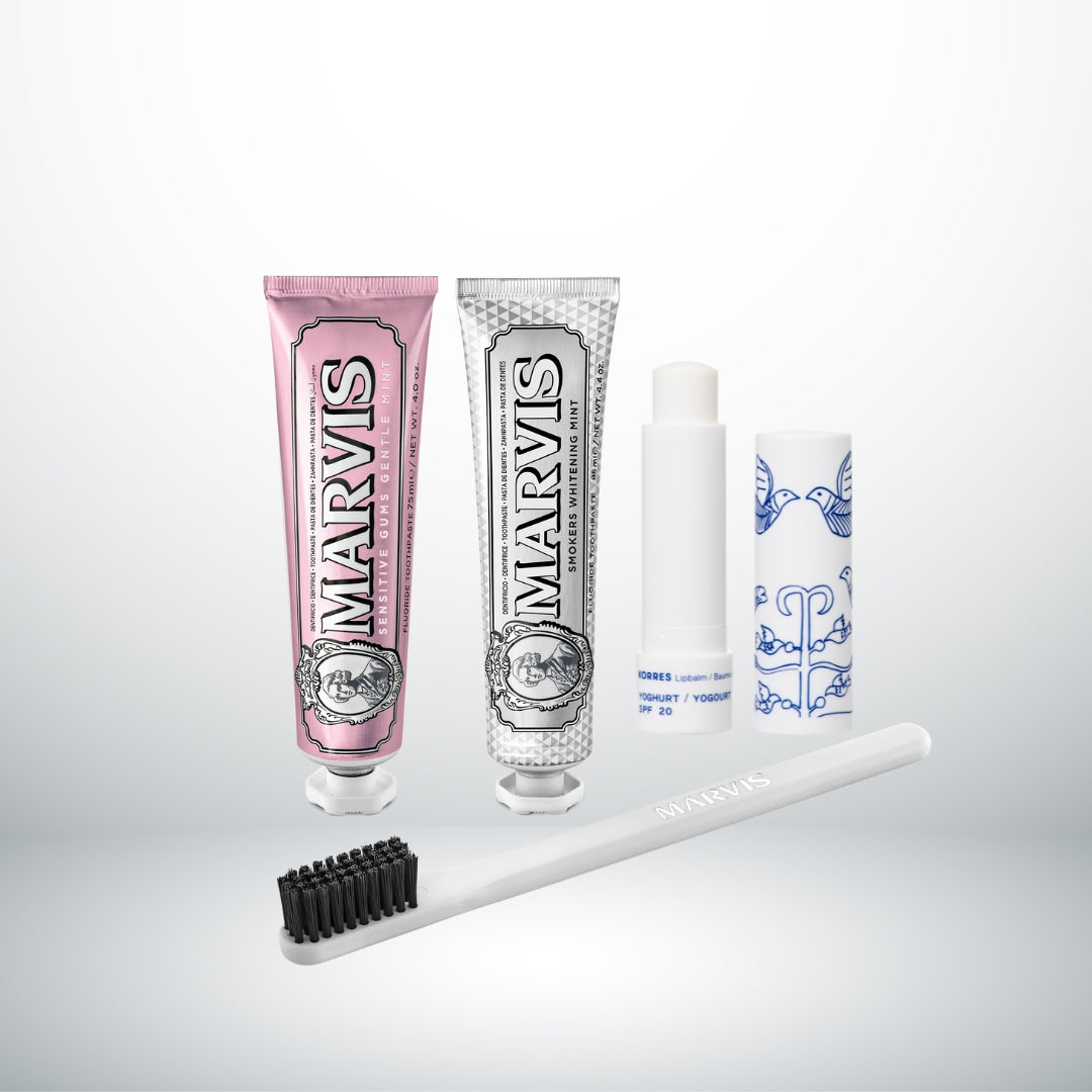 Marvis Whitening & Sensitive Care + SPF Lip Protection Set