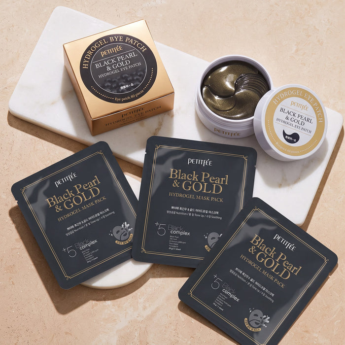 Petitfee BLACK PEARL & GOLD Hydrogel Eye Patch + 3 Mask Set